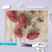 赤いかわいらしケシヴィンテージ音楽シートphemera 薄葉紙 (クラフト)