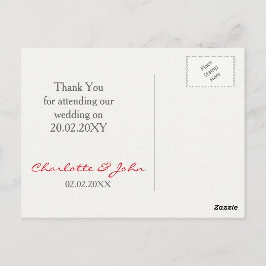 赤いかわいらしケピーフローラありがとう ポストカード (裏面)