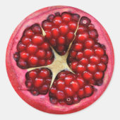 赤いかわいらしザクロ写真シール ラウンドシール (正面)