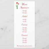 赤いかわいらしチューリップカスタム、結婚式のメニューカード メニュー (裏面)