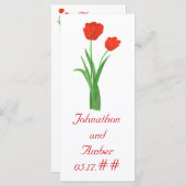 赤いかわいらしチューリップカスタム、結婚式のメニューカード メニュー (正面/裏面)