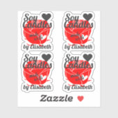 赤いかわいらしバラとハートフローラしょうゆろうそく シール (シート)