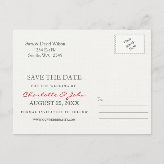 赤いかわいらしポピーのフローラは日付を保存 案内ポストカード (裏面)