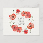 赤いかわいらしポピーのフローラは日付を保存 案内ポストカード (正面)