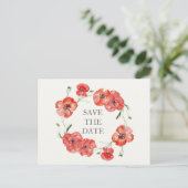 赤いかわいらしポピーのフローラは日付を保存 案内ポストカード (スタンド正面)