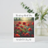 赤いかわいらしポピー畑 |ことわざこんにちは ポストカード (スタンド正面)