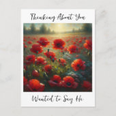 赤いかわいらしポピー畑 |ことわざこんにちは ポストカード (正面)