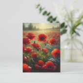 赤いかわいらしポピー畑 |ことわざこんにちは ポストカード (スタンド正面)