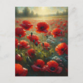 赤いかわいらしポピー畑 |ことわざこんにちは ポストカード (正面)