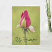 赤いかわいらしローズフラワーバッドバレンタインラブカード カード (正面)