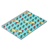 赤いかわいらしローズ&リボン名前を追加80sレトロ ノートブック (左側)