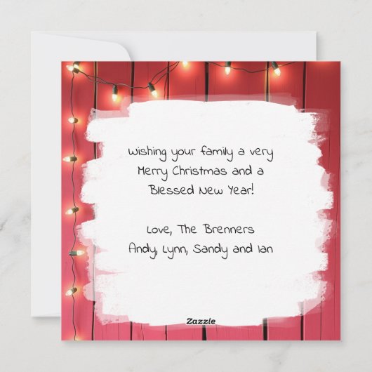 赤いかわいらし弓のクリスマスに茶色の馬 シーズンカード (裏面)