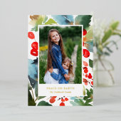 赤いかわいらし水の色の果実クリスマスフォト 箔シーズンカード (立ち正面)