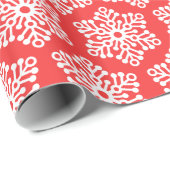 赤いかわいらし白いクリスマスの雪の結晶のギフトラップ ラッピングペーパー (ロールコーナー)