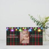 赤いかわいらし緑の格子模様の星灯に写真を追加 シーズンカード (スタンド正面)