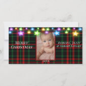 赤いかわいらし緑の格子模様の星灯に写真を追加 シーズンカード (正面)