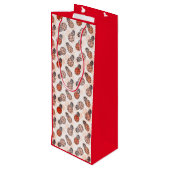 赤いかわいらし背景を持つパイナップル ワインギフトバッグ (裏面アングル)