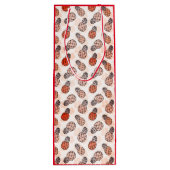 赤いかわいらし背景を持つパイナップル ワインギフトバッグ (裏面)