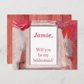 赤いかわいらし花が私の花嫁になる インビテーションポストカード (正面/裏面)