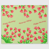 赤いかわいらし花のティッシュペーパー ラッピングペーパー (フラット)