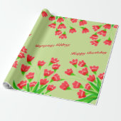 赤いかわいらし花のティッシュペーパー ラッピングペーパー (アンロールド)