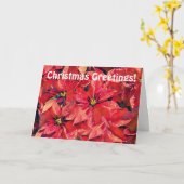 赤いかわいらし花クリスマスホリデーカード カード (黄色い花)