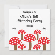 赤いきのこかわいい植物パターン誕生日パーティー