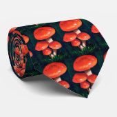 赤いきのこのタイ(パステル調の芸術) ネクタイ (ロール)