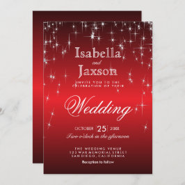 赤いきらきら星の光 ウェディング 招待状