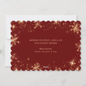 赤いきらめくスノーフレーク写真メリークリスマスカード シーズンカード (裏面)