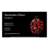 赤いきらめくスパークルズLadybird Ladybug Black マグネット名刺 (正面)