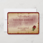 赤いきらめくバラの金ゴールド色のバイブル・ページ セーブザデート (裏面)