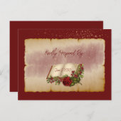 赤いきらめくバラの金ゴールド色のバイブル・ページ ポストカード (正面/裏面)