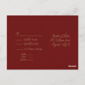 赤いきらめくバラの金ゴールド色のバイブル・ページ ポストカード (裏面)