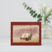 赤いきらめくバラの金ゴールド色のバイブル・ページ 出欠カード (スタンド正面)