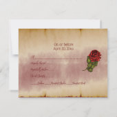 赤いきらめくバラの金ゴールド色のバイブル・ページ 出欠カード (裏面)