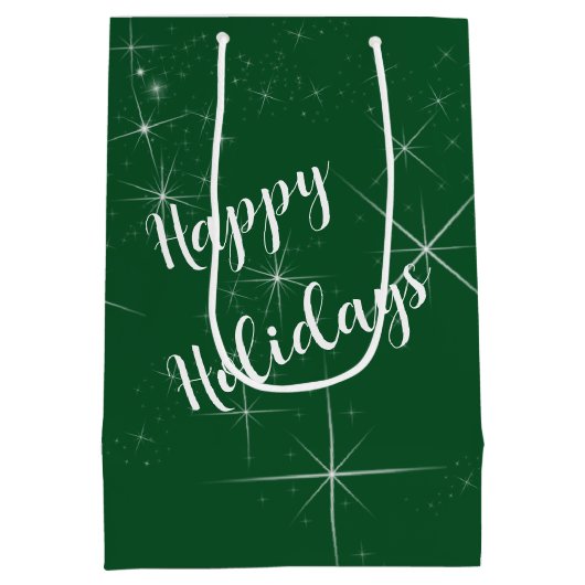 赤いきらめくリボンクリスマスツリー ミディアムペーパーバッグ (裏面)