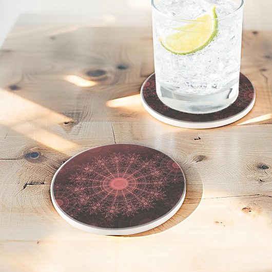 赤いきらめく紅花の芸術澄ん コースター