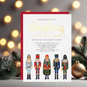 赤いくるみ割り人形のクリスマスコックテールパーティー ゴールド 箔招待状