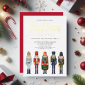 赤いくるみ割り人形のクリスマスパーティー ゴールド 箔招待状
