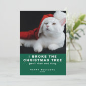 赤いけないサンタハットの白い猫モダン シーズンカード (スタンド正面)