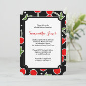 赤いさくらんぼおよび星のレトロによって型抜きされるブライダルシャワー 招待状 (スタンド正面)