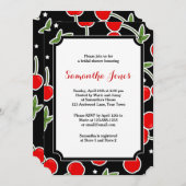 赤いさくらんぼおよび星のレトロによって型抜きされるブライダルシャワー 招待状 (正面/裏面)