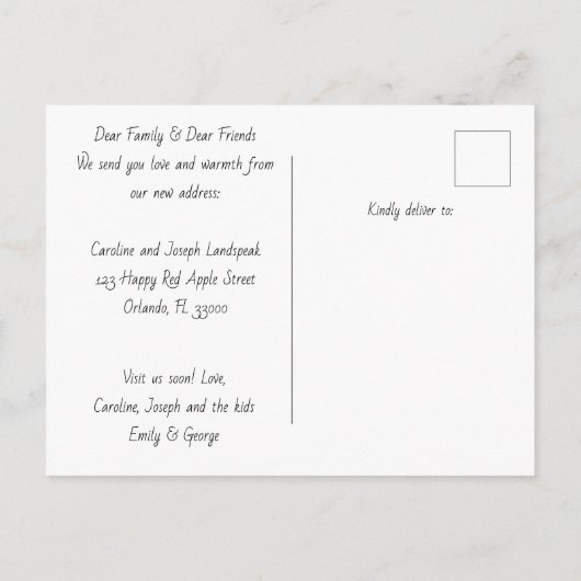 赤いさくらんぼが新しい家に 案内ポストカード (裏面)