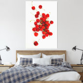 赤いさくらんぼが白に輝いた キャンバスプリント (インサイチュ (寝室))