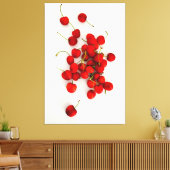 赤いさくらんぼが白に輝いた キャンバスプリント (インサイチュ (リビング))