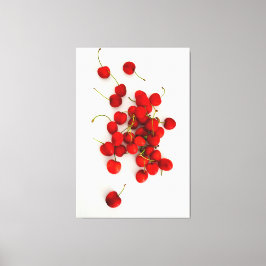 赤いさくらんぼが白に輝いた キャンバスプリント