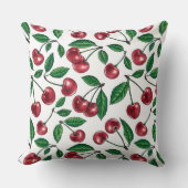 赤いさくらんぼが白 クッション (正面)