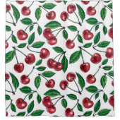 赤いさくらんぼが白 シャワーカーテン (正面)