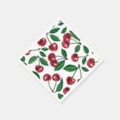 赤いさくらんぼが白 スタンダードカクテルナプキン (角)